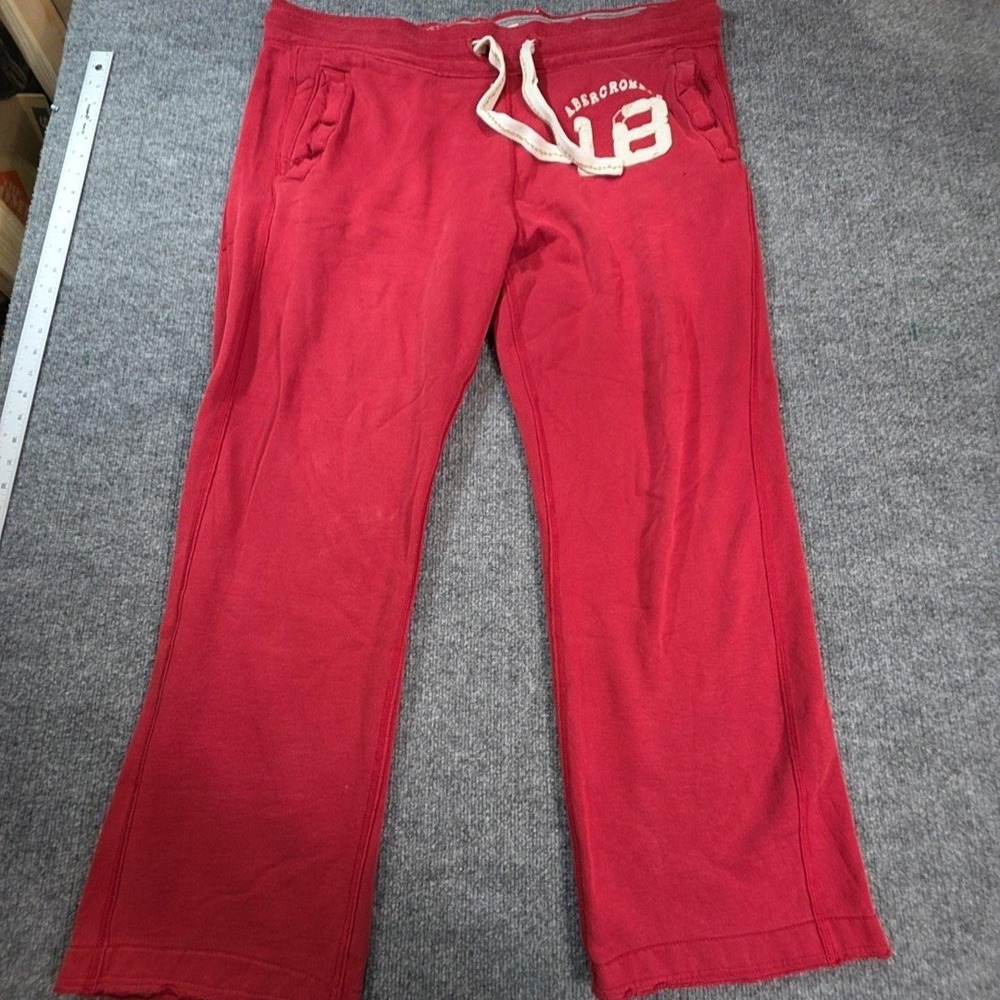 Abercrombie & Fitch Sweatpants Mens XL Red Fleece Elastic Waist Lounge Pants